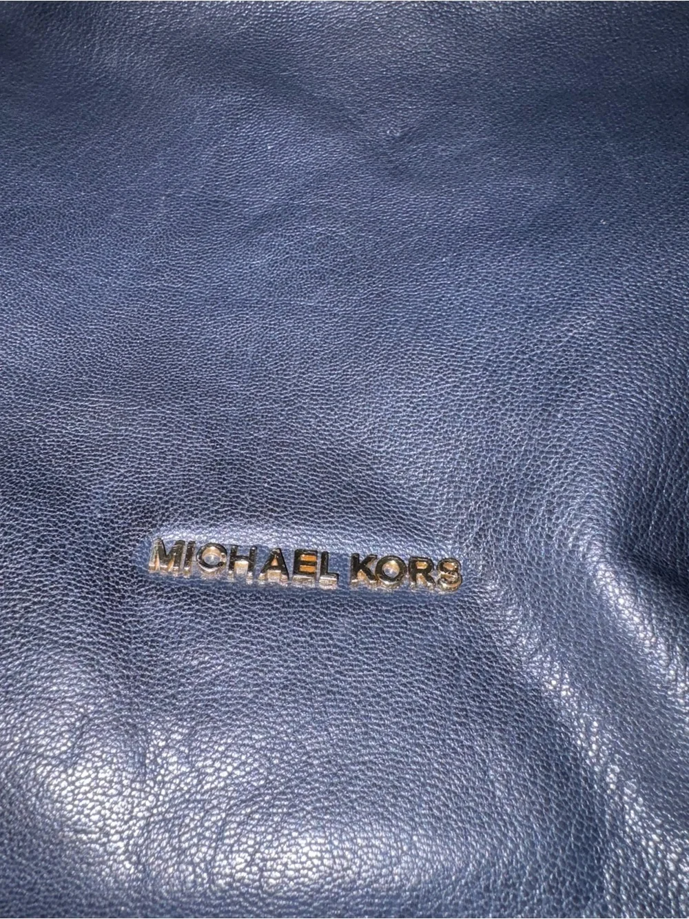 Michael Kors Astor Navy Leather Shoulder Bag with Gold Hardware